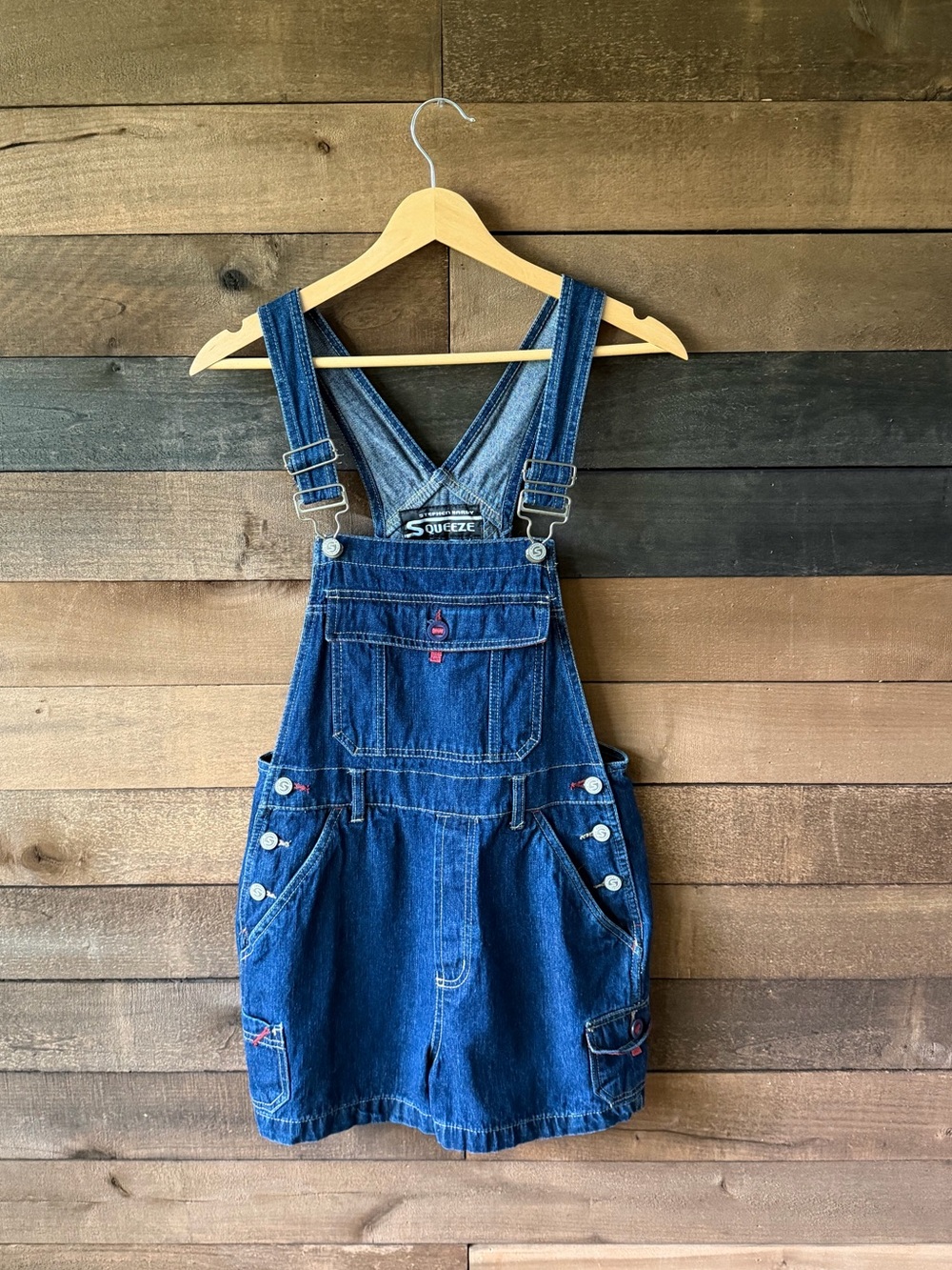 Vintage 90s Denim Overall Shorts Bib Overalls Cotton Grunge Y2K